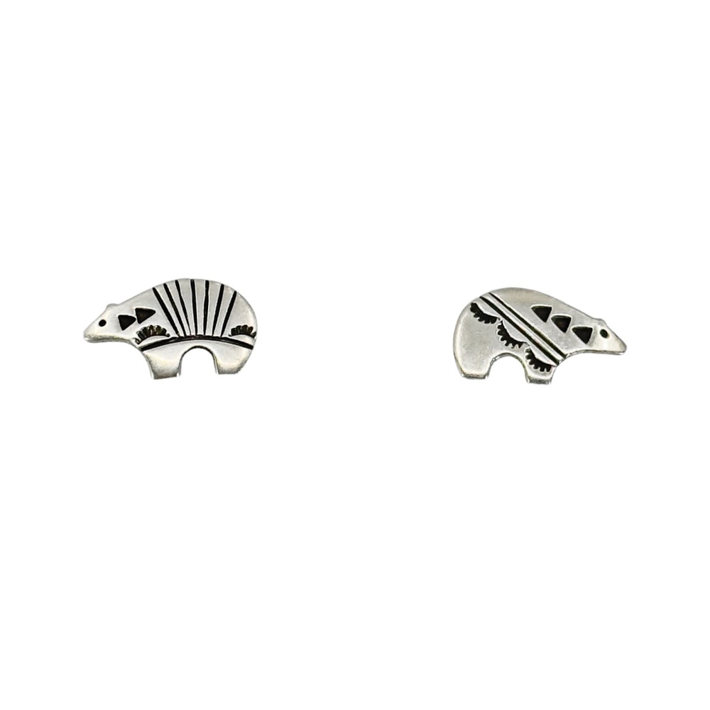NW Zuni Sterling silver bear stud earrings - GM1040